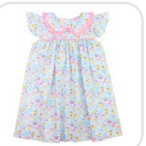 Blue And Pink Flower Print Dress Eliza James 3t